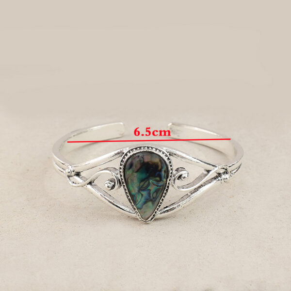 Wholesale Cross-Border New Retro Western Style Inlaid Creative Abalone Shell Drop-Shaped Alloy Open Bracelet