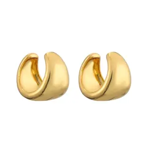Gold Wide Surface C- Shaped 1 Pair