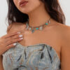 oly-ed9bb5bd49d0706b48c3d38544c6c51a Wholesale Jewelry Stacked with Cow Head Western Style Short Clavicle Chain Maillard Retro Ethnic Imitation Turquoise Necklace
