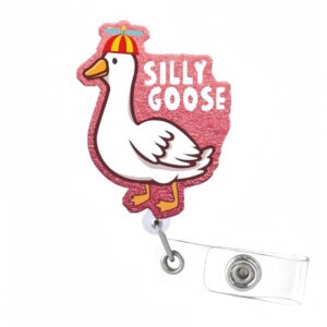 Pink goose wearing hat