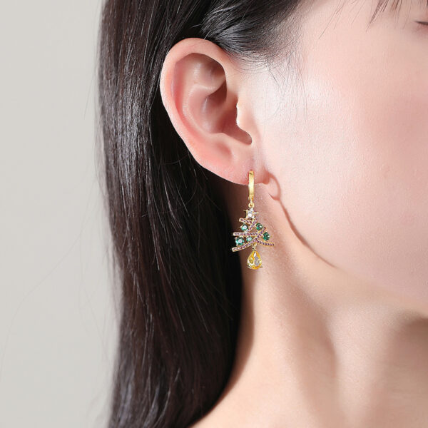Wholesale Christmas tree zircon-encrusted earrings for women
