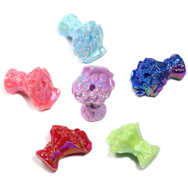 oly-ed9e22301ba0e0e34df711a636baa05d Wholesale UV Colored Bow Hand Flower Vertical Hole Beaded Solid Color Rose Bouquet Acrylic Beads DIY Jewelry Aessories