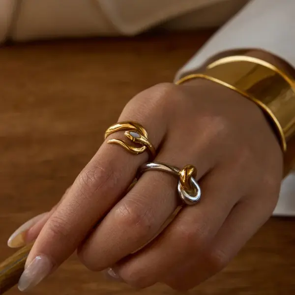 Wholesale 304 Stainless Steel Geometric PVD Coated Real Gold Plated Casual Simple Style Commute Waterproof Non Tarnish Rings Earrings