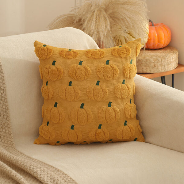 Wholesale Thanksgiving Autumn Plush Quilted Pumpkin Orange Throw Pillow/Backrest Cover