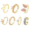 Wholesale Ig Style Basic Geometric Butterfly Copper Plating Inlay Zircon 14k Gold Plated Open Rings