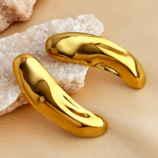 PVD Coated Real Gold Plated 18K Gold Geometric 304 Stainless Steel Elegant Luxurious Simple Style Waterproof Non Tarnish Ear Studs