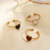Wholesale Ion Plating (IP) 18K Gold Plated Heart Shape 304 Stainless Steel Simple Style Waterproof Non Tarnish Open Rings
