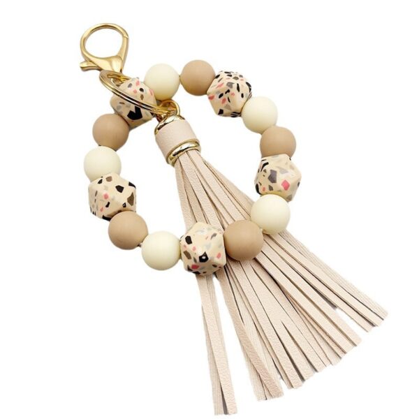 oly-edb16aa60b40892dc7082ad564eff9e7 Wholesale Camouflage Stone Silicone Beaded Wrist Keychain