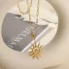 Wholesale PVD Coated Real Gold Plated Sun 304 Stainless Steel Elegant Vintage Style Waterproof Non Tarnish 304 Stainless Steel Lobster Trigger Clasp Closure Pendant Necklace