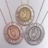 Wholesale Copper Rose Gold Plated Gold Plated Retro Commute Plating Inlay Portrait Zircon Pendant Necklace