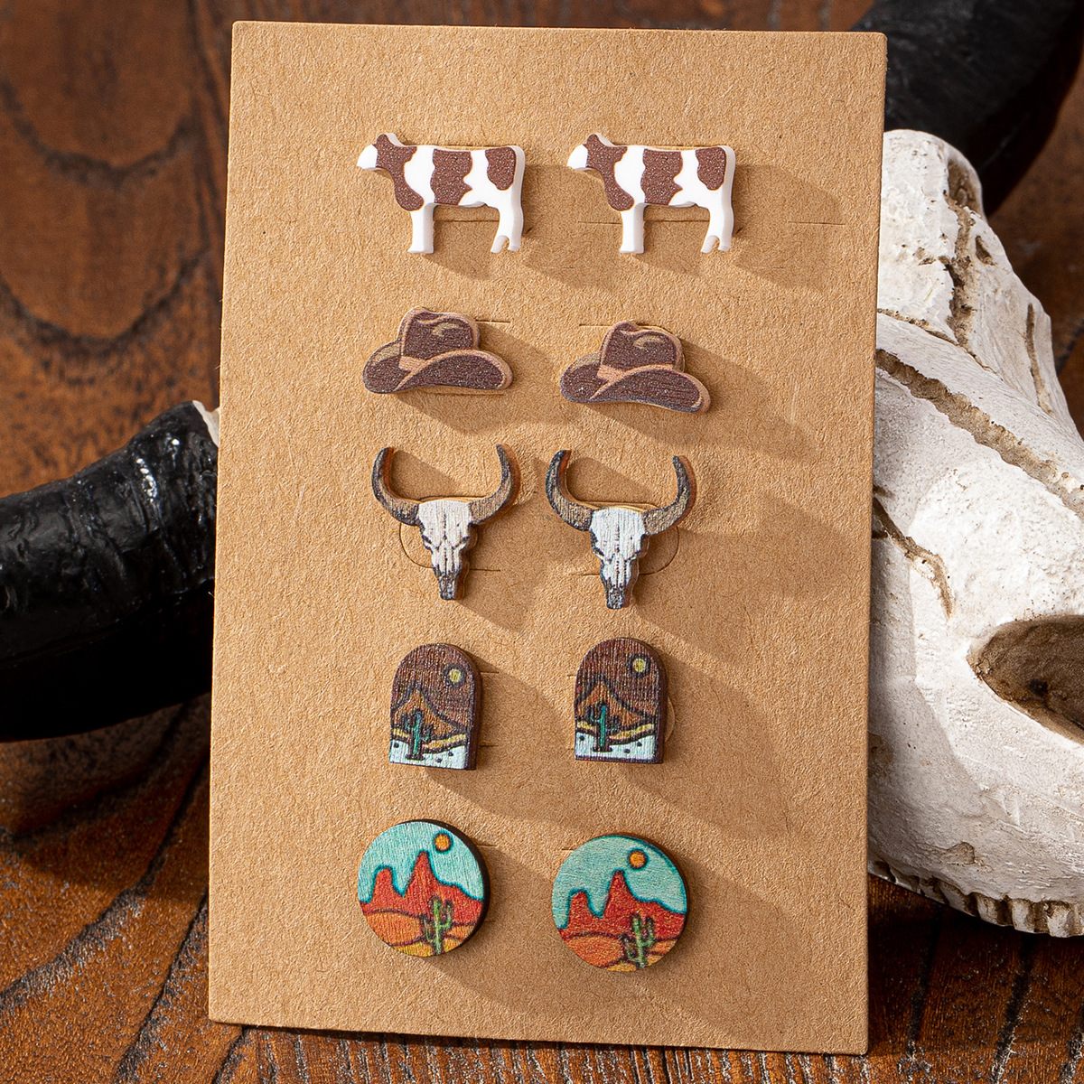 Wholesale Jewelry Western Cowboy Hat Cactus Earring Set
