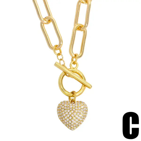 Wholesale Jewelry Fashion Heart Copper Diamond Necklace