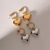 Wholesale 304 Stainless Steel Heart Shape PVD Coated 18K Gold Plated IG Style Simple Style Plating Gold Drop Earrings