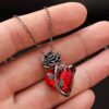 Wholesale European and American Ins Vintage Love Rose Flower Clavicle Chain Gothic Dark Wind Flower Winding Pendant Necklace