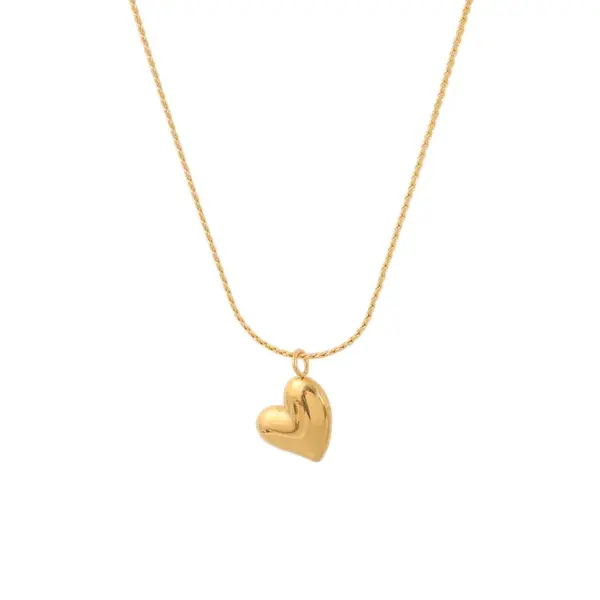 Vacuum Plating Real Gold Plated 18K Gold Heart Shape 304 Stainless Steel Simple Style Waterproof Non Tarnish Titanium Steel Necklace