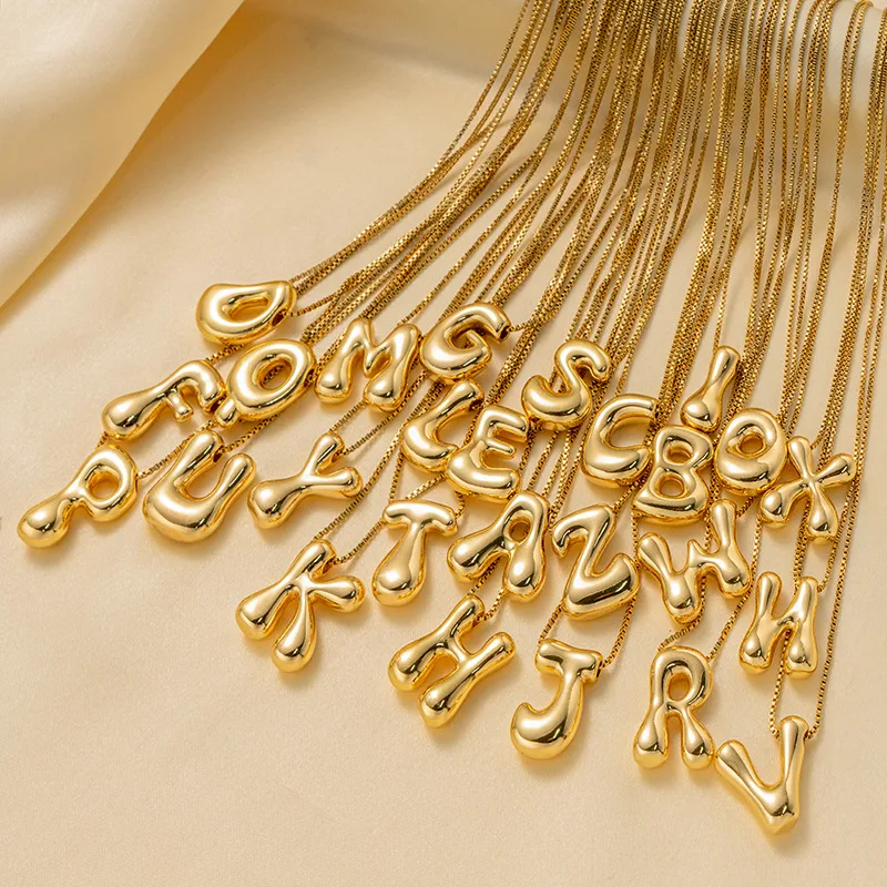 Wholesale Copper 18K Gold Plated Basic Plating Letter Pendant Necklace
