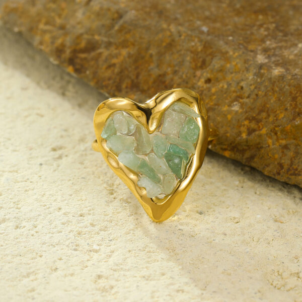 oly-edca7ec77b378e840137fbd12d459cf3 Wholesale INS style Europe and the United States new exquisite small stainless steel plated 18K gold love inlaid natural stone simple high-end feeling ring