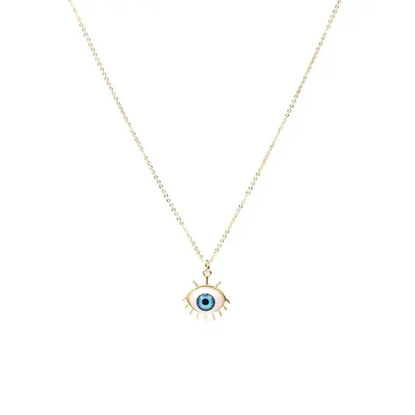 Plastic Copper Cable Chain Devil's Eye Pendant Necklace