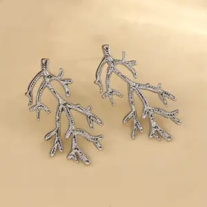 Coral Stud Earrings-Silver