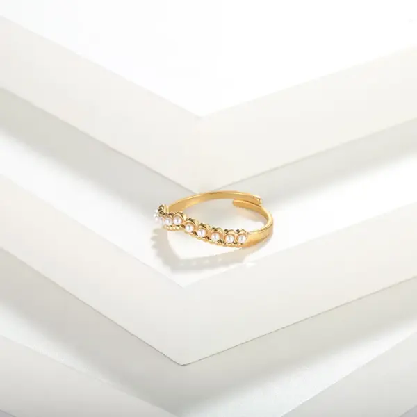 Wholesale PVD Coated Geometric 304 Stainless Steel Simple Style Waterproof Non Tarnish Open Ring