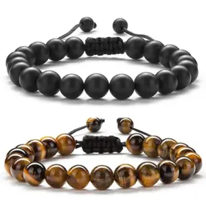 Wholesale Retro Swirl Pattern Natural Stone Agate Beaded Bracelets 1 Piece