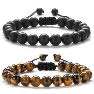 Wholesale Retro Swirl Pattern Natural Stone Agate Beaded Bracelets 1 Piece