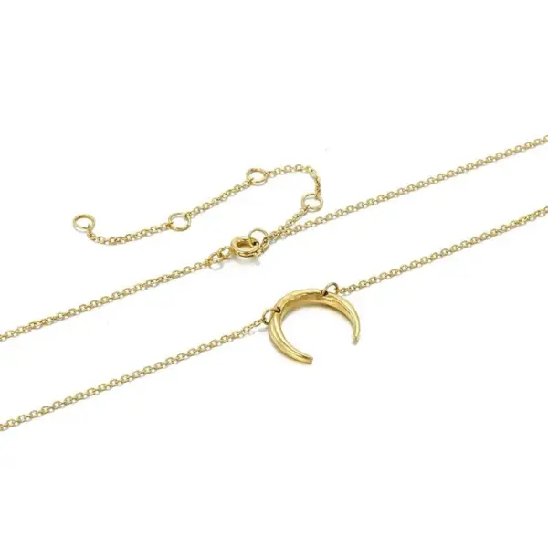 Wholesale PVD Coated Real Gold Plated Moon Stainless Steel Fashion Waterproof Non Tarnish 304 Stainless Steel Necklace