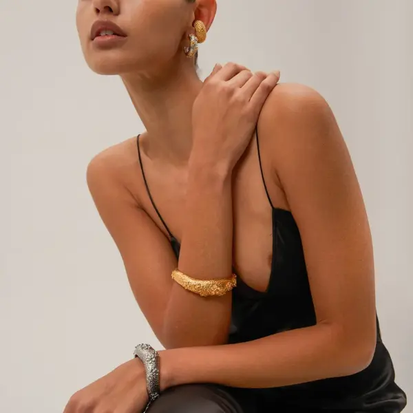 304 Stainless Steel Geometric PVD Coated 18K Real Gold Plated Real Gold Plated Simple Style Classic Style Waterproof Non Tarnish Plating Ear Studs