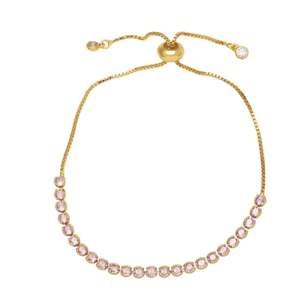 Wholesale Simple Style Round Copper 18k Gold Plated Zircon Bracelets In Bulk