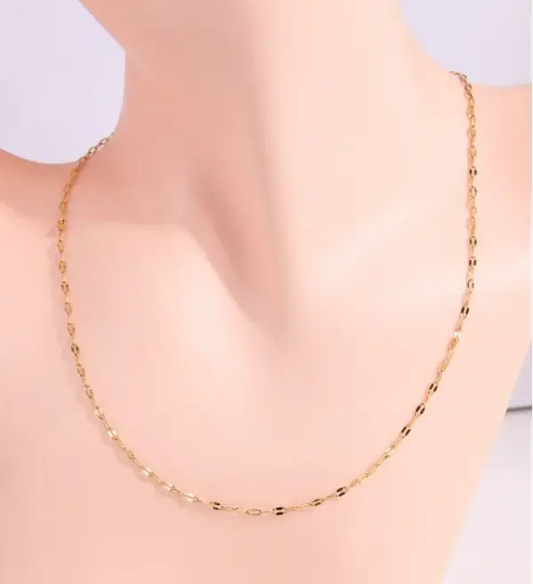oly-edeec855d90baa43373e05ee1de88cd2 Wholesale 304 Stainless Steel Solid Color Electroplated Golden Plated Simple Style Necklace