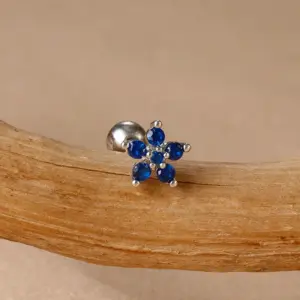 E1078-Silver-Dark Blue Diamond-1pc