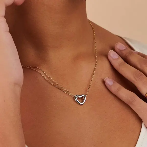 Wholesale Titanium Steel Gold Plated Simple Style Classic Style Plating Heart Shape Bracelets Necklace