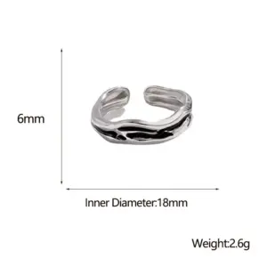 Wholesale PVD Coated Real Gold Plated Irregular Geometric Stainless Steel Retro Waterproof Non Tarnish Open Ring