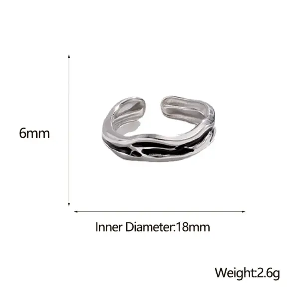 Wholesale PVD Coated Real Gold Plated Irregular Geometric Stainless Steel Retro Waterproof Non Tarnish Open Ring