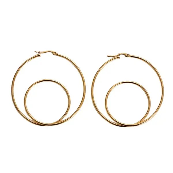 PVD Coated 18K Gold Plated Geometric Stainless Steel Simple Style Waterproof Non Tarnish Earrings