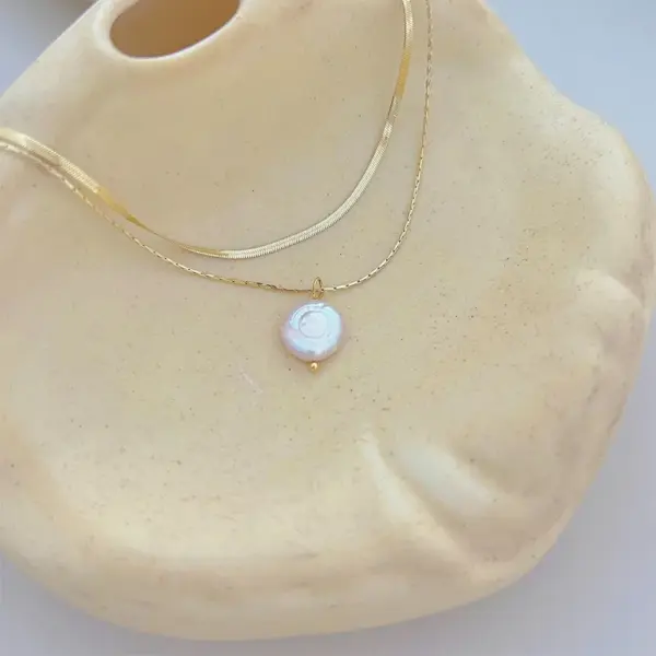 Wholesale PVD Coated Real Gold Plated Geometric Stainless Steel Sweet Waterproof Non Tarnish Necklace