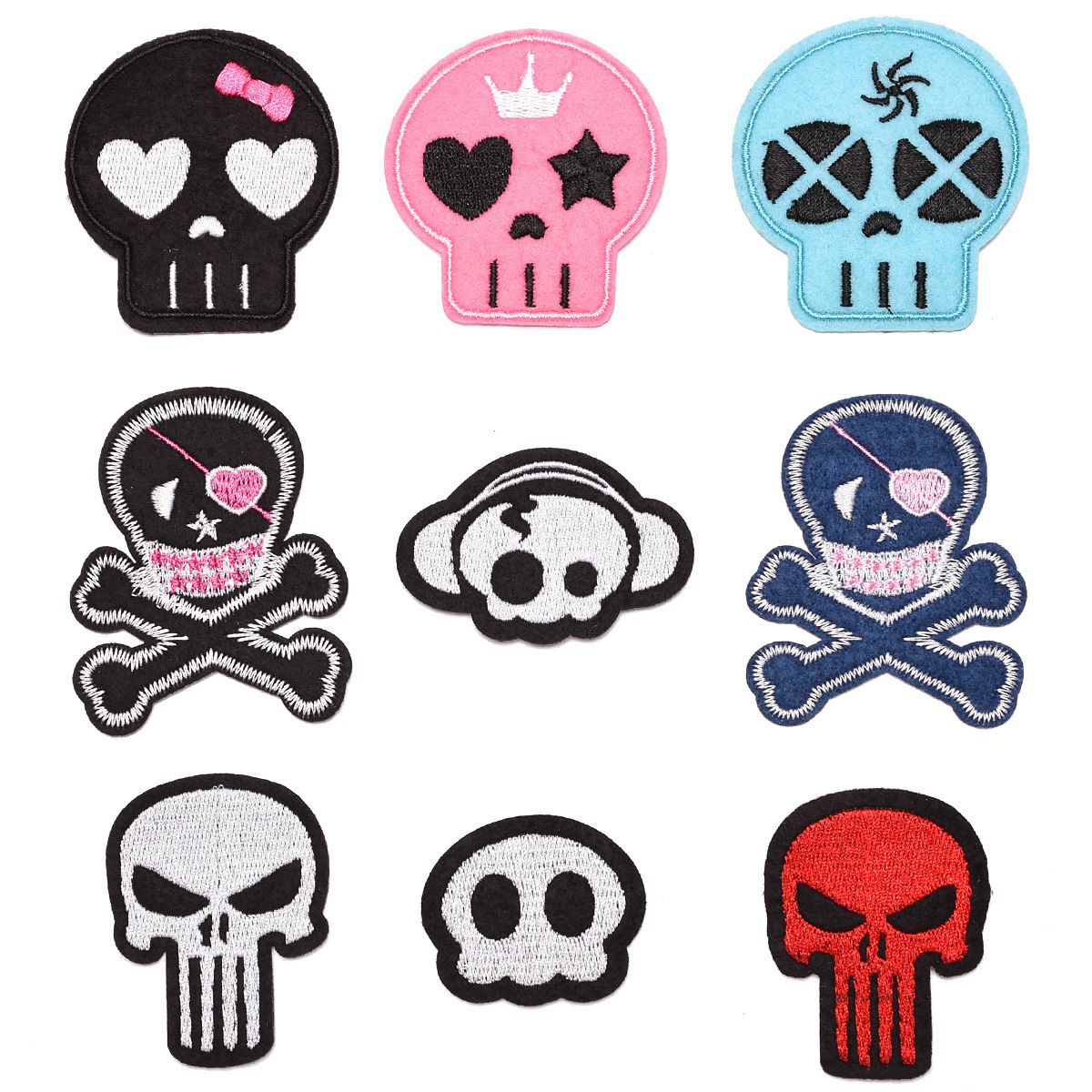 Wholesale Embroidery Cloth Sticker Skull Letter Patch Computer Embroidery Label Seal Factory Direct Sply Clothing Aessories Cloth Label Badge