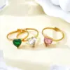 Wholesale Elegant Fashion Luxury Minimalist High-End Heart Inlaid Zircon Ring Stainless Steel 18K Gold Plated Women's Ring