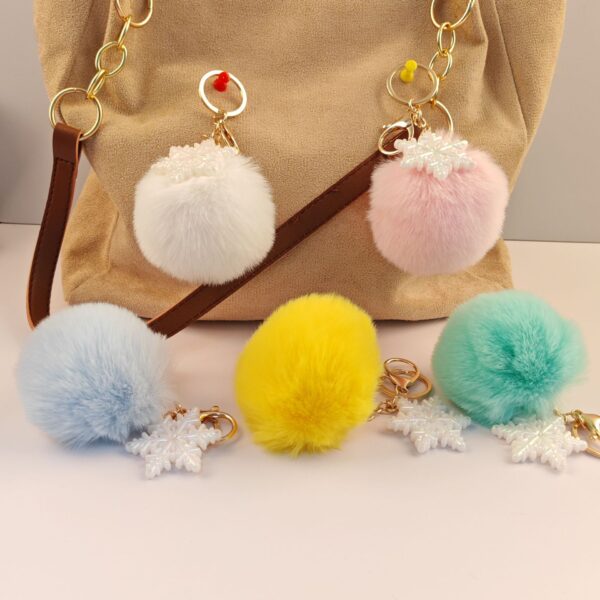 Wholesale Creative Snowflake Fur Ball Keychain Pendant Imitation Rex Rabbit Plush Bag Pendant Fur Ball Accessories Keychain Pendant