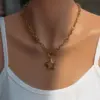 Wholesale Luxury Stainless Steel Star Necklace Women's High-End Accessory Trendy Minimalist Jewelry Casual Vacancy Gold Plated Lobster Clasp Cuban Chain