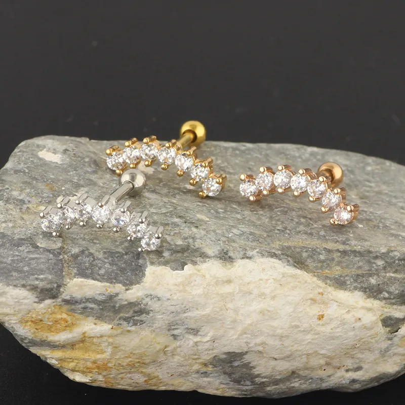 Wholesale Simple Style Solid Color Stainless Steel Inlay Zircon Ear Studs 1 Piece