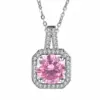 Wholesale 201 Stainless Steel White Gold Plated Gold Plated Classic Style Plating Inlay Square Glass Zircon Pendant Necklace