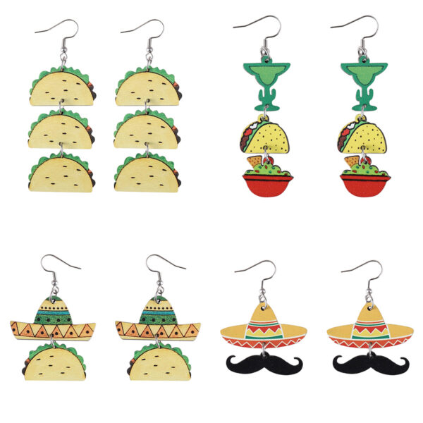 oly-ee1b8d989649ab527d4125e2f9209848 Wholesale Colorful tortilla straw hat colorful jar double-sided earrings