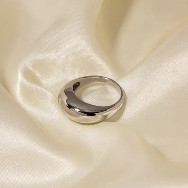 304 Stainless Steel Solid Color PVD Coated Real Gold Plated INS Style Simple Style Waterproof Non Tarnish Plating Gold Silver Rings