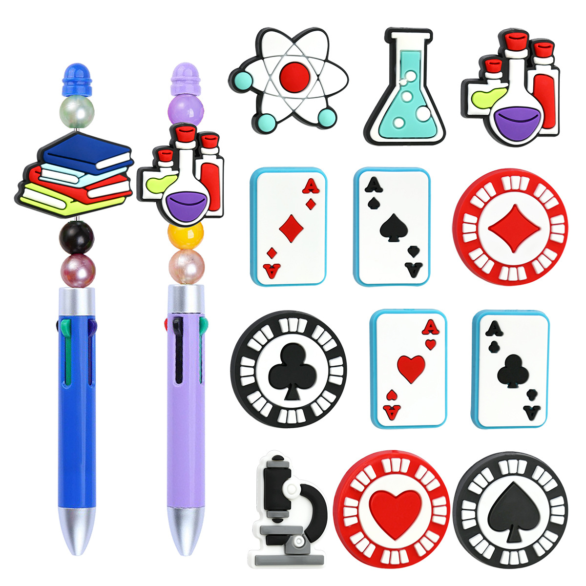 Wholesale High-quality PVC soft rubber detachable DIY pen beads for science experiments.