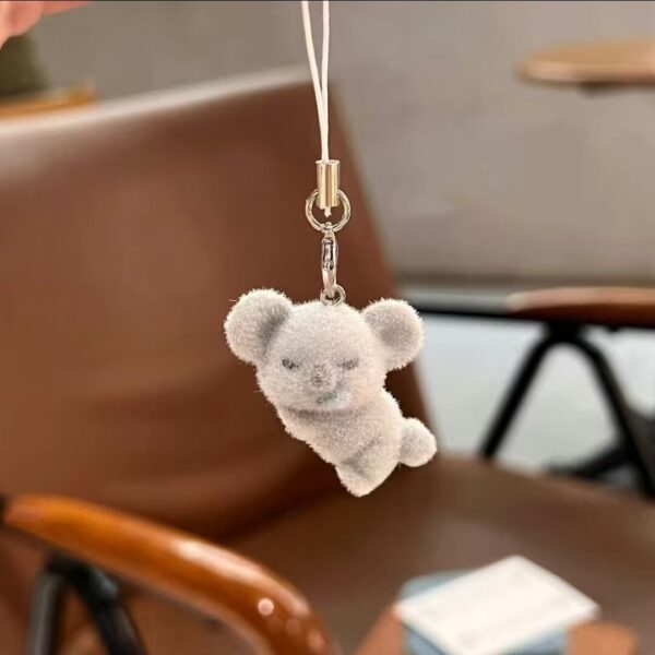 Wholesale Cute Stereo Dog DIY Keychain Jewelry Mini Flocked Resin Doll Mobile Phone Pendant