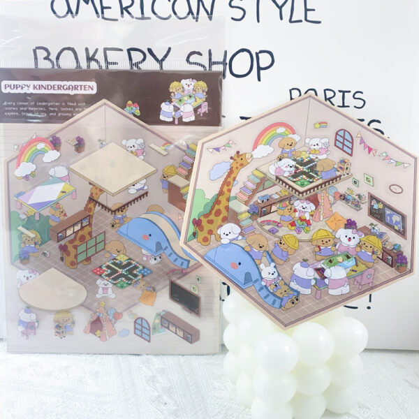 Wholesale Puppy Kindergarten Landscaping Stickers 3D Microscopic World Fun Cartoon DIY Handbook Decompression Stickers Available for