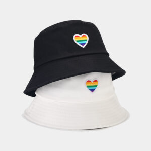 Wholesale Fisherman Hat Trendy Korean Style Pure Cotton Fashion Sun Hat Japanese Style Rainbow Love Foldable Basin Hat Outdoor Sun Hat