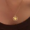 Ion Plating (IP) Real Gold Plated Flower 304 Stainless Steel Simple Style Waterproof Non Tarnish 304 Stainless Steel Pendant Necklace