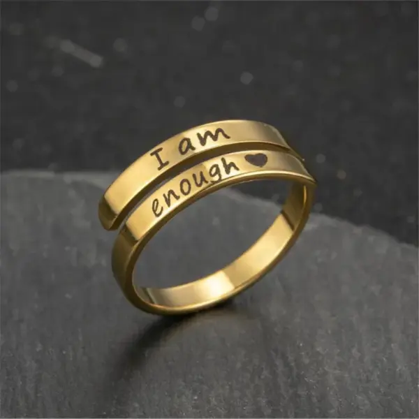Wholesale Fashion Letter Stainless Steel Plating Open Ring 1 Piece